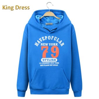 Men Hooded Sweatshirt High Quality Winter Warm Cotton Print Casual Hoodies (Blue) - intl  