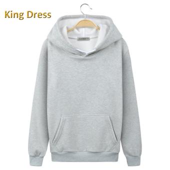 Men Hooded Sweatshirt High Quality Winter Warm Cotton Print Casual Hoodies (Light Grey) - intl  