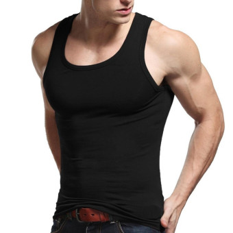Men Shirts Simple Cotton Men's Sleeveless Vest Based Vest Primer Six Color For Choose (Dark Blue) - intl  