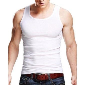 Men Shirts Simple Cotton Men's Sleeveless Vest Based Vest Primer Six Color For Choose (White) - intl  