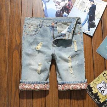 Men Summer Fashion Washing Holes Denim Short Men's Short Jeans Pants - intl  