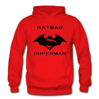 Men's Autumn Winter Cotton and Cashmere Long Sleeve Batman Hoodie(red)  