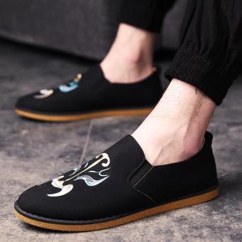 Men's Canvas Fashion Loafer Shoes Light Canvas Shoes Black - intl  