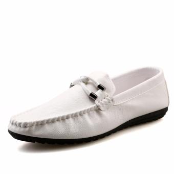 Men's casual shoes, moccasin - gommino, driving shoes, soft and comfortable, England, young man(white) - intl  
