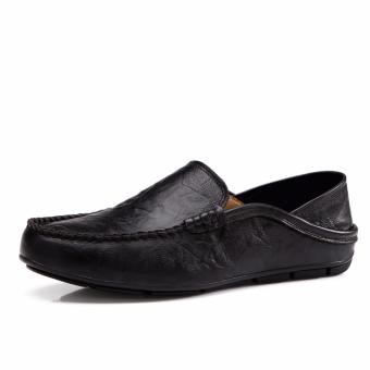 Men's casual shoes, moccasin - gommino, driving shoes, soft and comfortable, young man?fashion leisure(black) - intl  