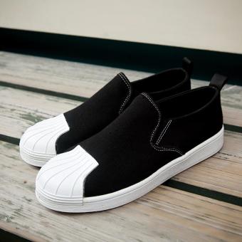 Men's casual shoes, moccasin - gommino,soft and comfortable, young man?Shells lovers canvas shoes(black) - intl  