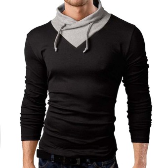 Men's Casual Slim Fit Turtleneck Long Sleeve Sweater Tops(Black)  