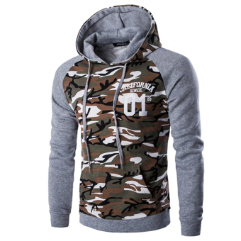 Men's Casual Slim Hedging Camouflage Pass Pocket Hooded Hoodies - Intl  