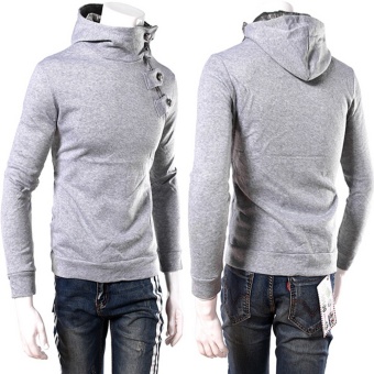 Men's Casual Sports Hooded Sweater Hedging Oblique Zipper Hoodies  
