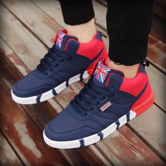 Men's Fashion Running Sneakers Lace-up Sport Shoes (Blue and Red) - intl  