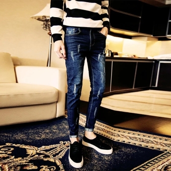Mens Fashion Slim Casual Denim Pants Youth Cotton Skinny Men Jeans Fit Trousers - intl  
