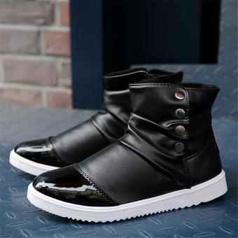 Men's Fashion Slip-on Shoes Casual Leather Ankle Boots ( Black ) - intl  