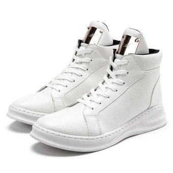 Men's Fashion Solid Color Shoes Casual Leather Ankle Boots (White) - intl  