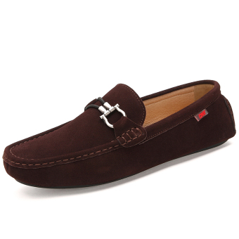 'Men''s Fashion Suede Loafers-Brown'  
