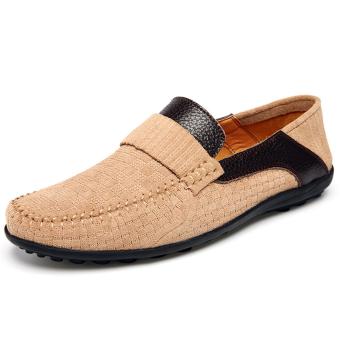 Men's Fashion Woven Leather Loafers-Apricot - intl  