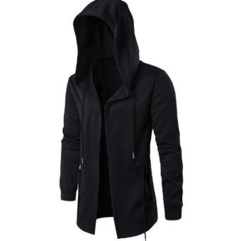 Mens Hip Hop Sweatshirt Hoodies Cardigan Black Cloak Outerwear (Black) - intl  