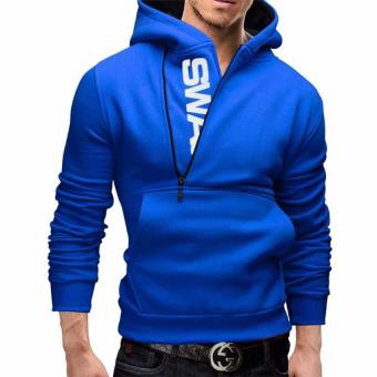 Men's Hoddies Plus Size Men's Casual Hoodies Sweat Sweat Fashion Sweat Zipper Large Size (Blue) - intl  