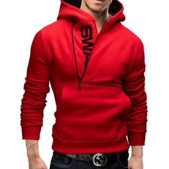 Men's Hoddies Plus Size Men's Casual Hoodies Sweat Sweat Fashion Sweat Zipper Large Size (Red) - intl  