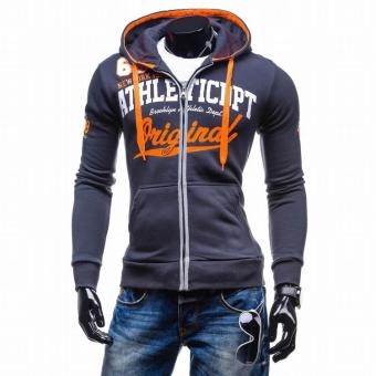 Men's Hoodies Hombre Hip Hop Letter Hooded Zipper Hoodie Sweatshirt Suit Slim Fit Men Hoody (Tan Orange) - intl  