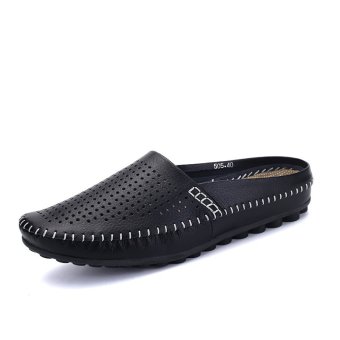 Men's leather slippers fashion sandals wholesale (blackï¼‰    