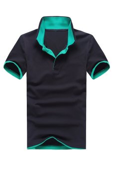 Men's Leisure Slim T-shirt(Black with Green)  