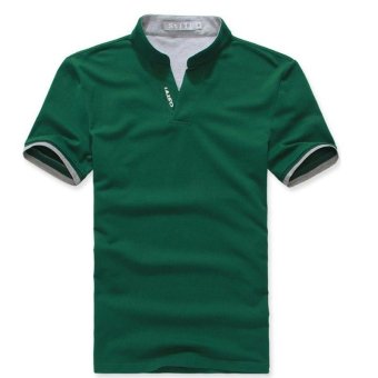 Men's new fashion slim Short-Sleeved POLO shirt pure color(GREEN)   