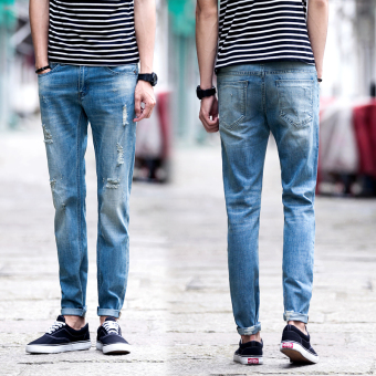 Men's Ripped Destroyed Distressed Skinny Slim Washed Denim Jeans - intl  