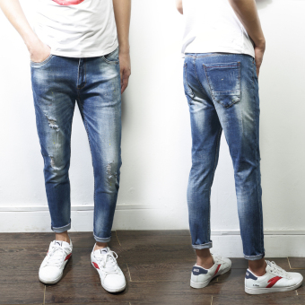 Men's Ripped Slim Fit Tapered Leg Jeans - intl  