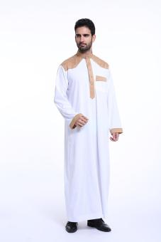 Men's Robes Jubahs Arab Middle East Muslim Latest Designs long sleeve men's clothes - White - intl  