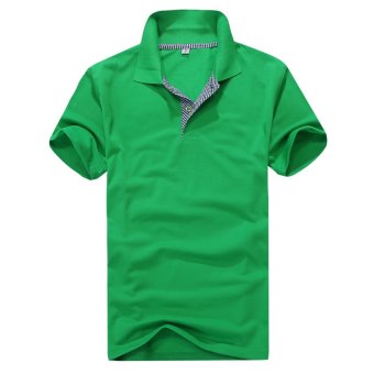 Men's Short Sleeve T-Shirt Loose Style Polo Shirt (Green)  