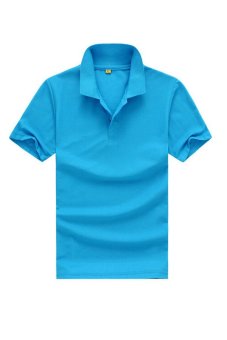 Men's Solid POLO Stand Collar Shirt (Blue)  