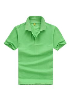 Men's Solid POLO Stand Collar Shirt (Light Green)  
