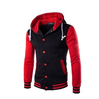 Men's Splicing Hoodies with Long Sleeve Button Hooded Baseball Jackets 8 Color red - intl  