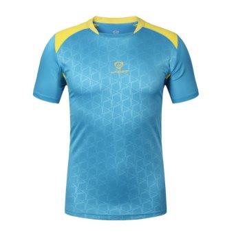 Mens Sport T-shirt Fitness Quick Dry Stretchy Tops Tee Shirt Short Sleeve Sky Blue  