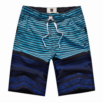 Men's Stripe Quick-dry Surf Board Beach Shorts (Blue)  