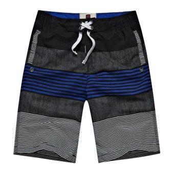 Men's Stripe Quick-dry Surf Board Beach Shorts (Dark Blue)  