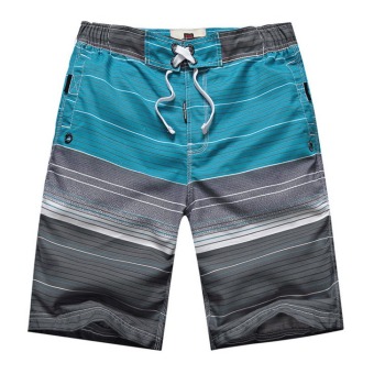 Men's Stripe Quick-dry Surf Board Beach Shorts (Sky Blue)  