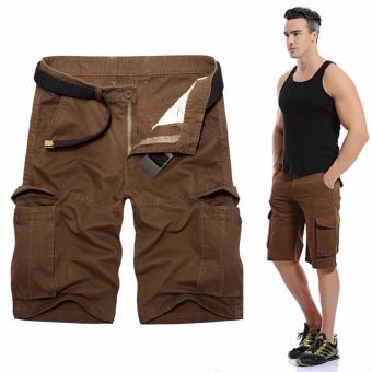 Men's Summer Casual Short Pants Overalls Multi Pocket Camouflage Loose Outdoors Sport Shorts (Coffee) - intl  