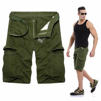 Men's Summer Fashion Casual Overalls Multi Pocket Camouflage Loose Outdoors Sport Shorts (Army Green) - intl  