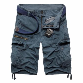 Men's Summer Fashion Outdoors Casual Multi Pocket Loose Sport Cargo Shorts (Blue) - intl  