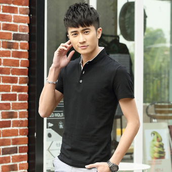 Men's Summer T-shirt Cotton Polo Shirts (Black) - Intl  