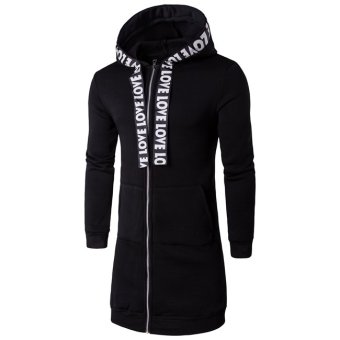 Men's Sweatshirt Korean version of the long-fashion leisure hooded jacket Black - intl  