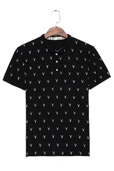 Men's Unique Printed Pure cotton T-shirt Polo shirts(Black)  