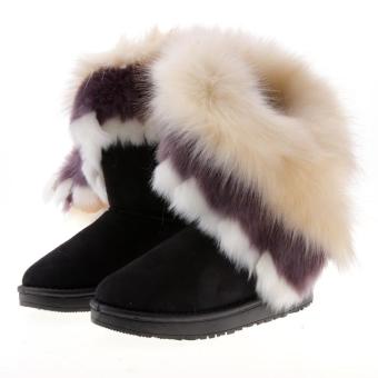 MG Autumn Winter Snow Boots Synthetic Fur Shoes (Black) - intl  