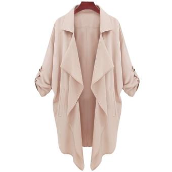 MG Lapel Chiffon Asymmetrical Hem Jacket Trench (Khaki) - intl  