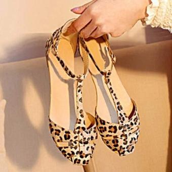 MG Restoring Sandals Leopard Print Flat Heel Sandals Shoes - intl  