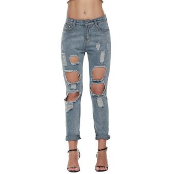 MG Ripped Distressed Denim Pants Jeans Trousers Blue - intl  