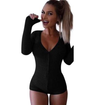 MG Sexy V Neck Bodycon Jumpsuit Bodysuit Slim Short Romper (Pink) - intl  