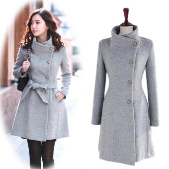 MG Worsted Coat Tweed Winter Coat (Grey) - intl  