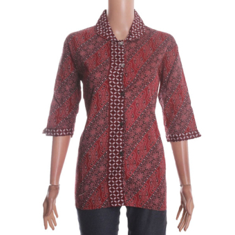 Mila Style Baju Blouse / Blus Batik Varian Janitra - Merah  